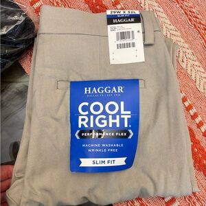 Haggar Cool Right Slim Fit Pants - Beige